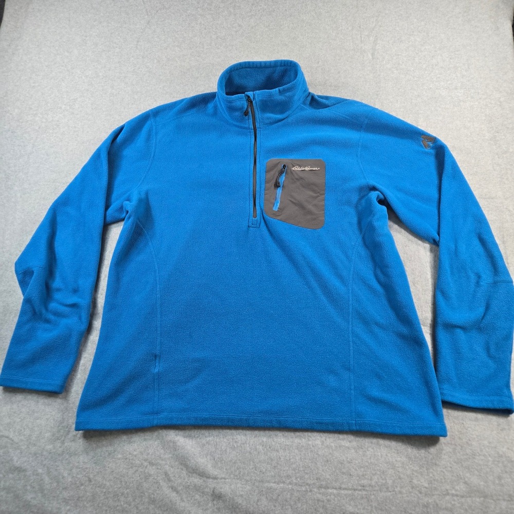 Eddie Bauer First Ascent Polartec Fleece Quarter Zip Pullover Blue Mens XL